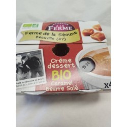 Crème dessert caramel beurre salé   BIO 4x125gr   Ferme de la Séoune (47)