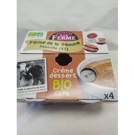 Crème dessert au café de Colombie   BIO 4x125 gr   Ferme de la Séoune (47)